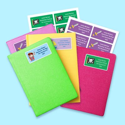 Pack schoolboeken en -schriften - 30 personaliseerbare stickers