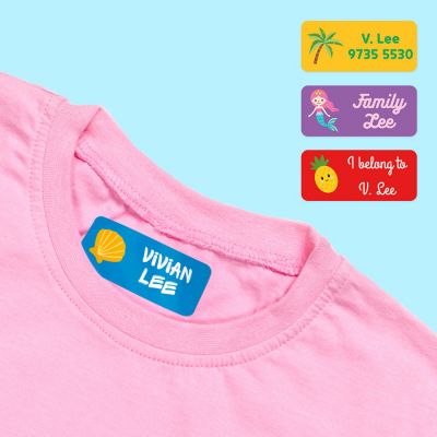 24 rectangular iron-on name labels for clothing