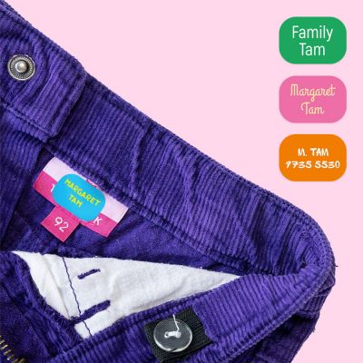 80 stick-on name labels for clothes and objects