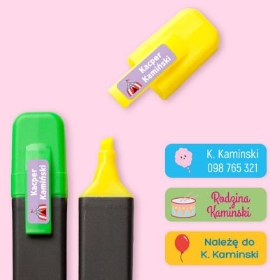 72 mini personalizowane samoprzylepne naklejki z imieniem