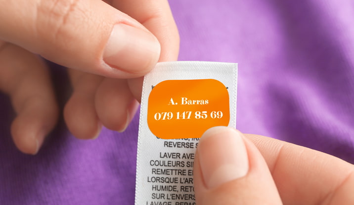 Stick-on labels for clothes